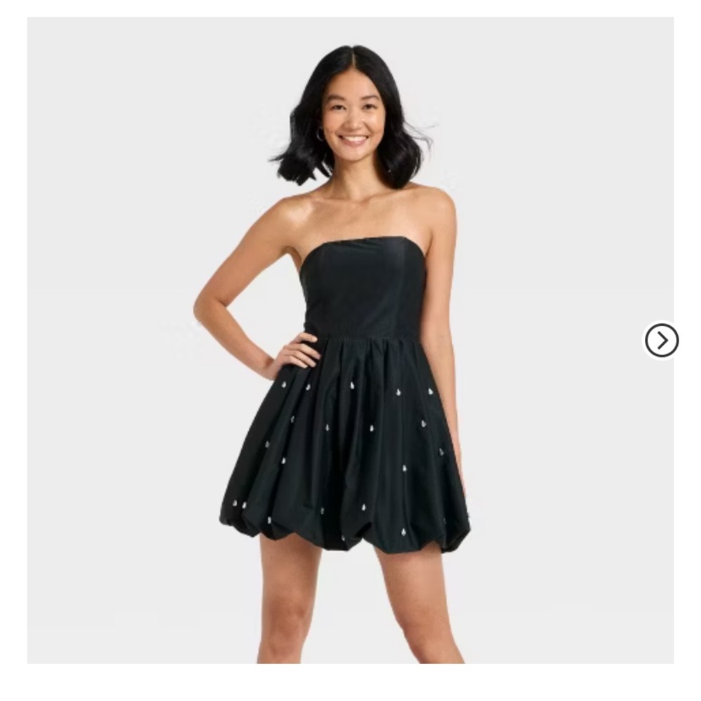 NWT Women's Embellished Bubble Mini Dress - A New Day™ Black Small